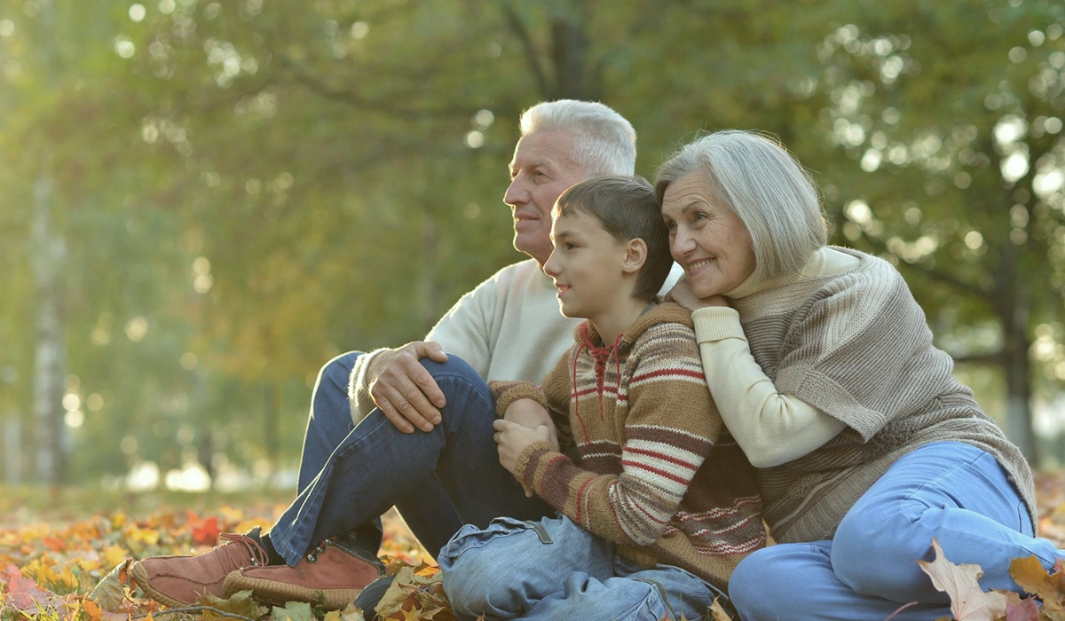 Grandparents and grandchild enjoying time together in Europe