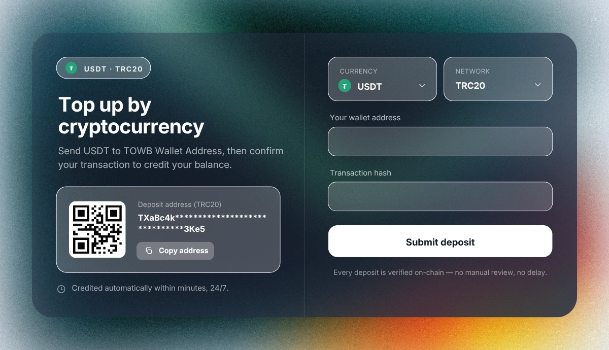 USDT account deposit interface